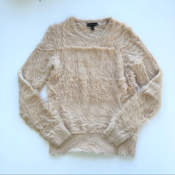 Banana Republic Fuzzy Sweater Pink Size M Eyelash Knit Long Sleeve Crewneck‎ - Picture 1 of 5